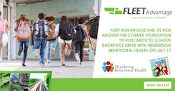 In addition to the backpack drive, Fleet Advantage will also make a monetary donation to Henderson to help them with future initiatives. In addition to the backpack drive, Fleet Advantage will also make a monetary donation to Henderson to help them with future initiatives.