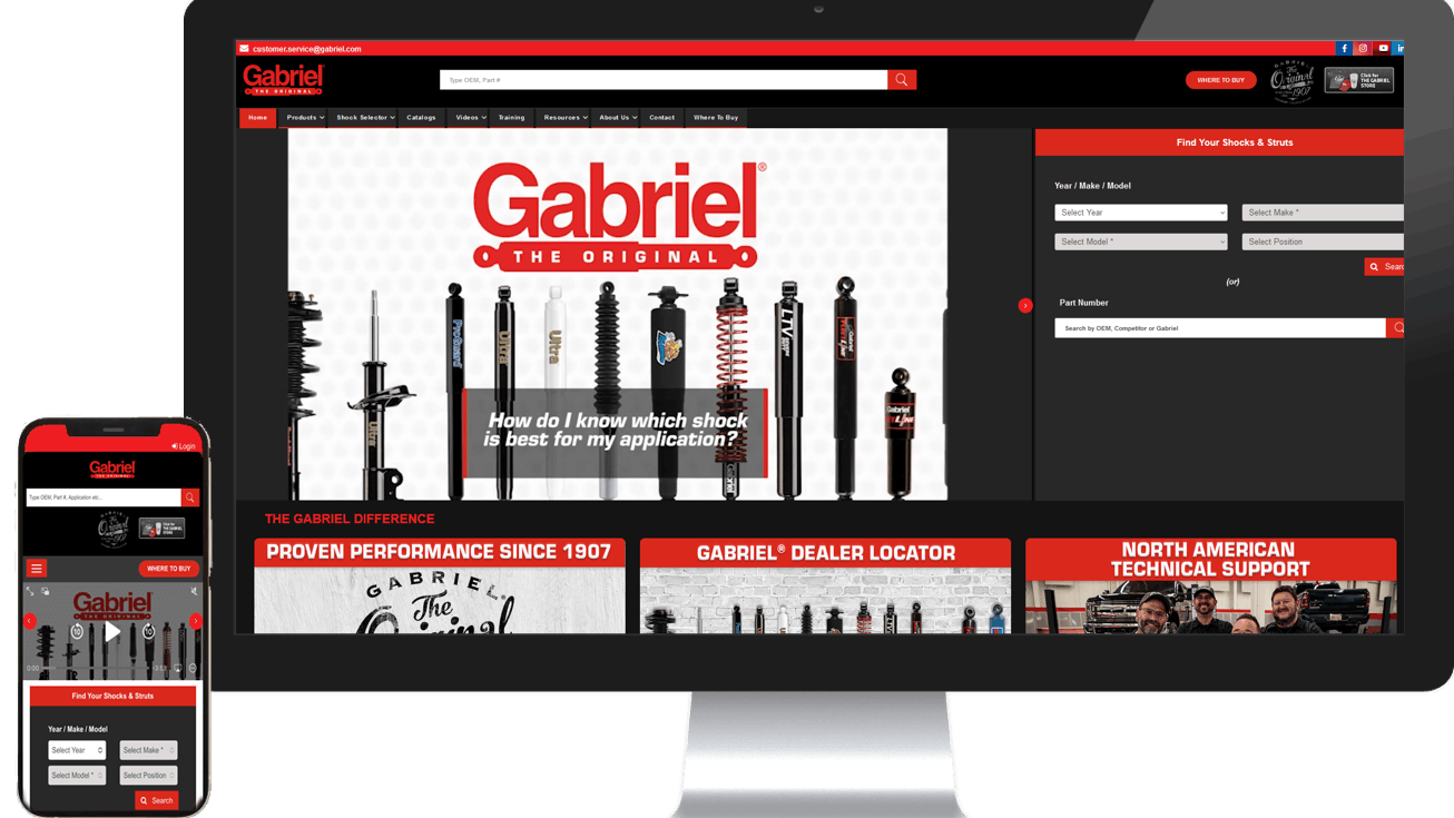 Gabriel launches new website with Part Finder