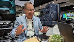 Mike Roeth, executive director of the North American Council for Freight Efficiency, speaks with FleetOwner editors during an industry event in 2022. Mike Roeth, executive director of the North American Council for Freight Efficiency, speaks with FleetOwner editors during an industry event in 2022.