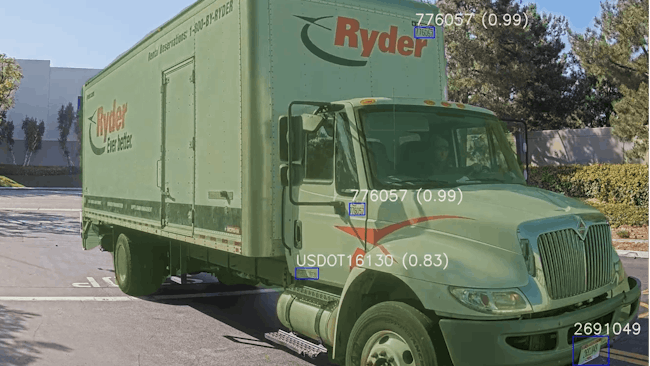 A simple camera feed transmits data to a remote computer vision application that can identify vehicles’ license plates, DOT numbers, and other relevant textual information.