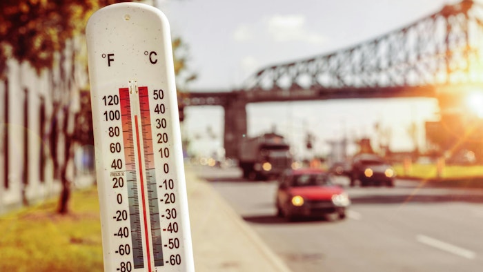 Samsara data shows high temperatures correlate directly with increased engine idle.