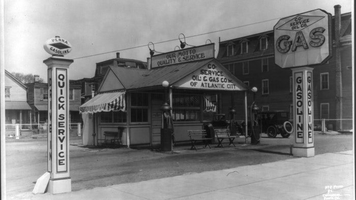 As automobiles gained popularity with the American people, the demand for gasoline grew, causing filling stations to pop up on curbsides across the nation.