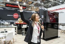 Kässbohrer 's İffet Turken discusses the company's adoption of the ZF TrailTrax system for an electrified curtainsider, displayed at IAA. Kässbohrer 's İffet Turken discusses the company's adoption of the ZF TrailTrax system for an electrified curtainsider, displayed at IAA.