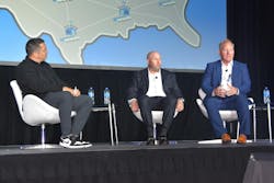 From left, Wabash Marketplace Operation VP Cory O’Brien, Loadsmith Founder and CEO Brett Suma, and Intermountain Trailer President Travis “TJ” Johnson discuss the opportunities available through the Wabash TaaS program. From left, Wabash Marketplace Operation VP Cory O’Brien, Loadsmith Founder and CEO Brett Suma, and Intermountain Trailer President Travis “TJ” Johnson discuss the opportunities available through the Wabash TaaS program.