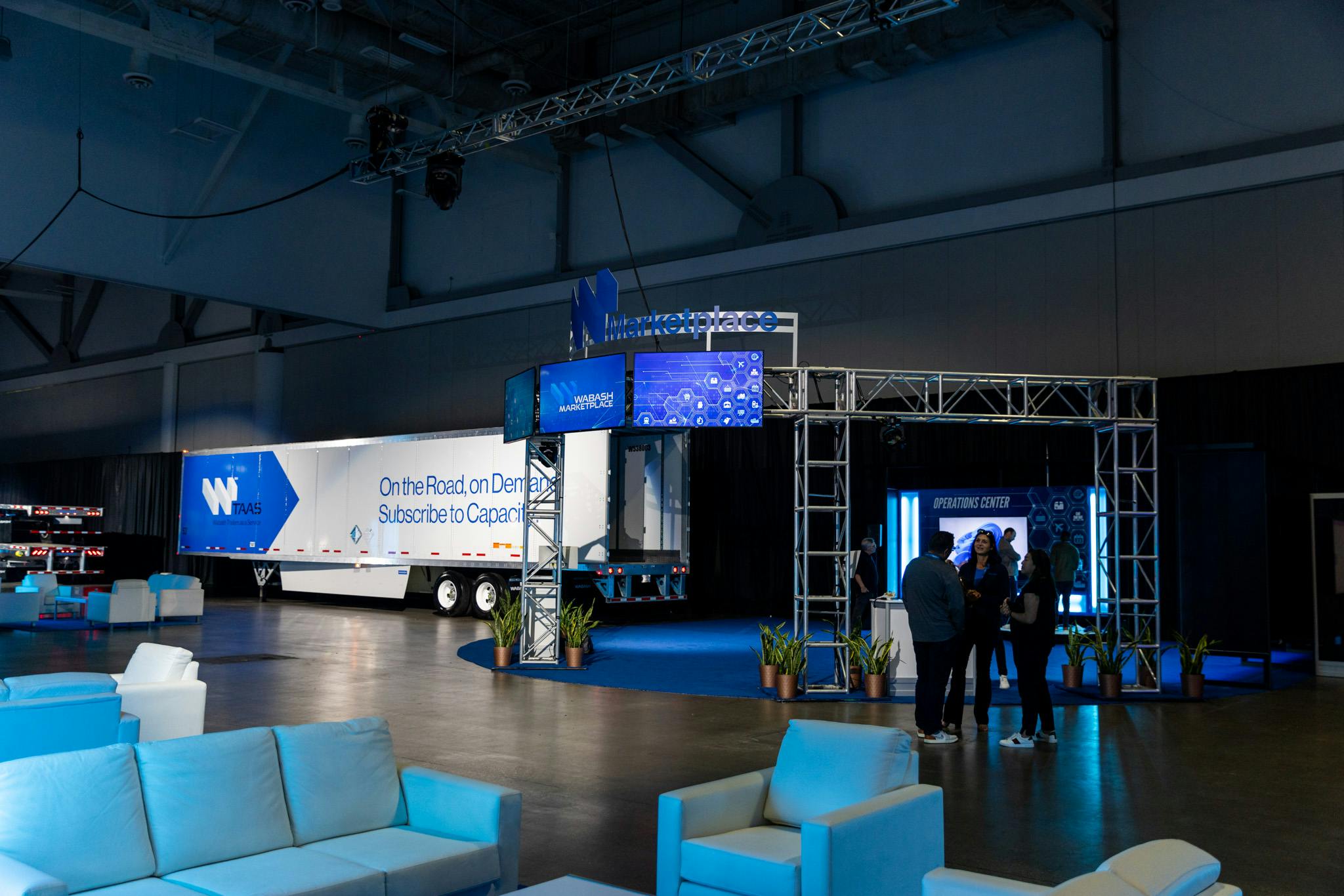 The Wabash Marketplace display area on the Wabash Ignite Hub showfloor featured demonstrations of the platform's various capabilities, as well as a Wabash TaaS unit.