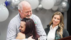 The trafficking survivor Bernsen aided, Nikki, also attended the awards presentation. This marked the first meeting between the two since the incident that brought them together originally. The trafficking survivor Bernsen aided, Nikki, also attended the awards presentation. This marked the first meeting between the two since the incident that brought them together originally.