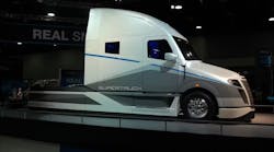 The Freightliner-badged SuperTruck represents the culmination of five years of work funded by a $40 million DOE grant and an additional $40 million from the OEM. The Freightliner-badged SuperTruck represents the culmination of five years of work funded by a $40 million DOE grant and an additional $40 million from the OEM.