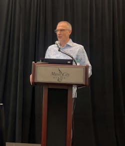 Dr. Ward Vanlaar, TIRF chief operating officer, shared the results of a study analyzing the link between eco-driving and safe driving at the American Trucking Associations Management Conference and Exposition. Dr. Ward Vanlaar, TIRF chief operating officer, shared the results of a study analyzing the link between eco-driving and safe driving at the American Trucking Associations Management Conference and Exposition.