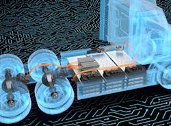The Detroit ePowertrain, a 100% electric powertrain, provides two different Detroit eAxle designs: single motor or dual motor. The dual-motor configuration of the Detroit ePowertrain's e-axles can provide 23,000 lb.-ft. max torque and 395 hp. The Detroit ePowertrain, a 100% electric powertrain, provides two different Detroit eAxle designs: single motor or dual motor. The dual-motor configuration of the Detroit ePowertrain's e-axles can provide 23,000 lb.-ft. max torque and 395 hp.
