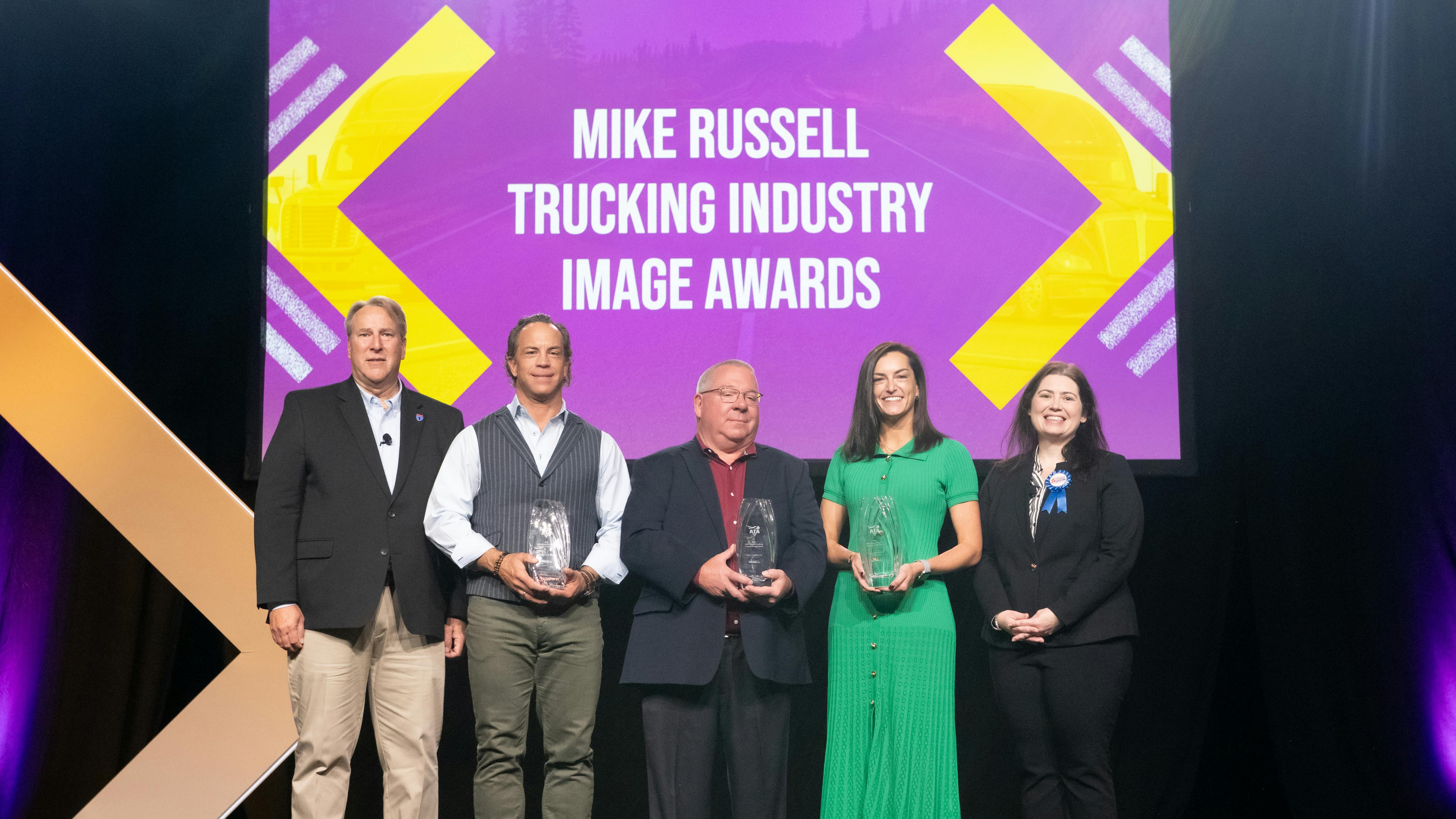 The Mike Russell Trucking Image Award is presented annually to an individual, motor carrier, trucking organization, and industry supplier who has demonstrated excellence in illustrating the industry's essentiality, professionalism, and commitment to safety on and off the highways.