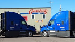 Grand Island Express is a Nebraska-based refrigerated carrier that runs 169 tractors and more than 300 trailers, primarily hauling beef to 38 states. Grand Island Express is a Nebraska-based refrigerated carrier that runs 169 tractors and more than 300 trailers, primarily hauling beef to 38 states.