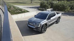 The EV Denali also features a MultiPro MidGate with folding rear seats and a removable back window that allows the truck bed to extend nearly 11 feet. The EV Denali also features a MultiPro MidGate with folding rear seats and a removable back window that allows the truck bed to extend nearly 11 feet.
