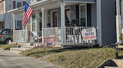 Trump yard signs say God bless truckers in Littlestown PA Trump yard signs say God bless truckers in Littlestown PA