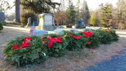 Wreaths are prepared for a 2014 Wreaths Across America wreathlaying event at Lakeview Cemetery in New Canaan, Connecticut. Wreaths are prepared for a 2014 Wreaths Across America wreathlaying event at Lakeview Cemetery in New Canaan, Connecticut.