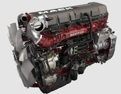 Mack Trucks’ MP8 engine features a piston redesign that provides a 90% soot reduction and 2% fuel economy improvement. Mack Trucks’ MP8 engine features a piston redesign that provides a 90% soot reduction and 2% fuel economy improvement.