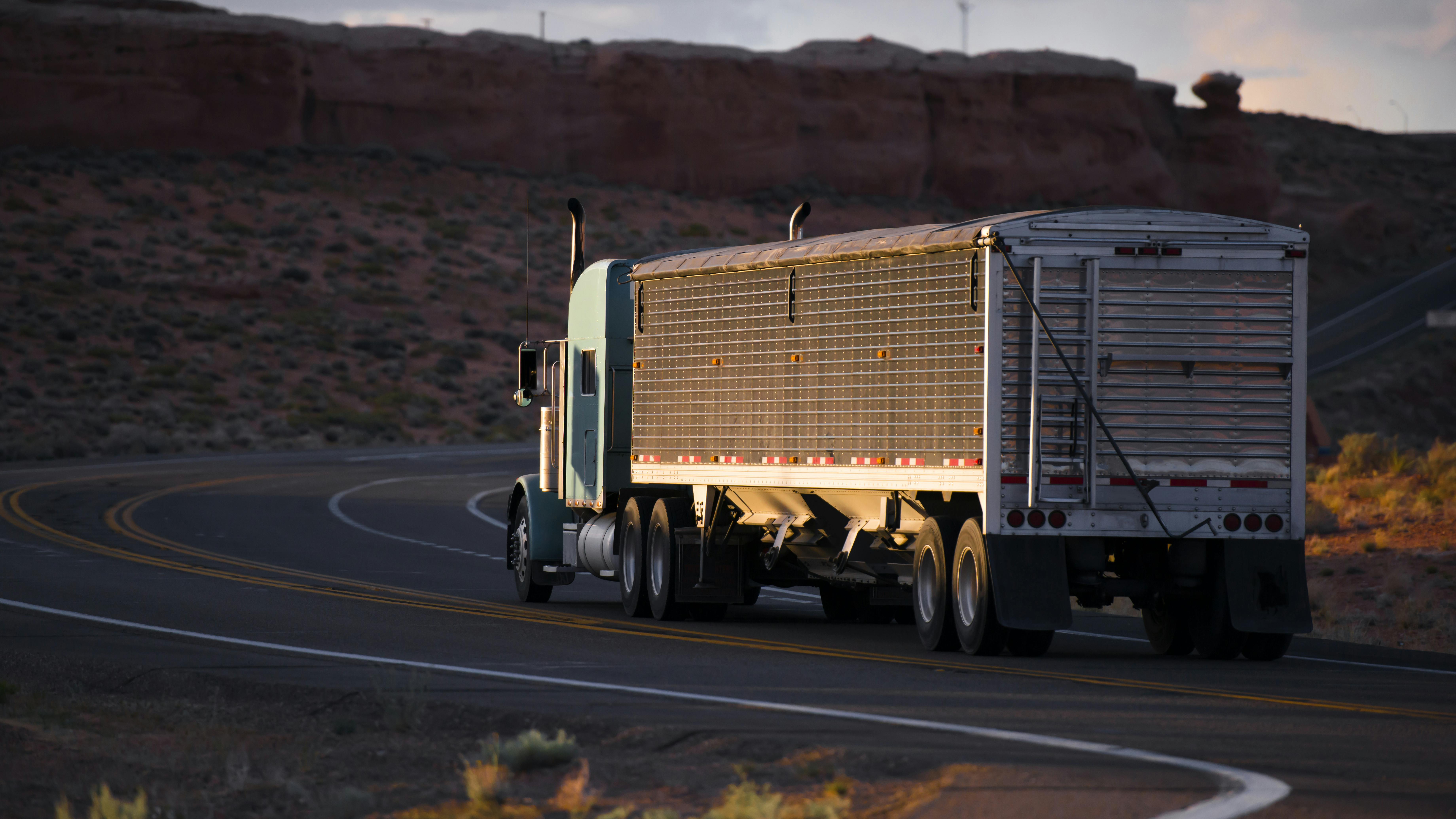 tractor-trailer in Arizona sun