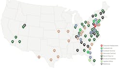 Cowan's network of hubs, terminals, and other locations Cowan's network of hubs, terminals, and other locations