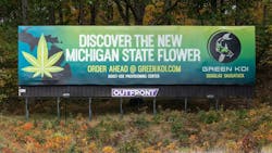 Michigan highways are now dotted with competing marijuana dispensary billboard advertisements since the state legalized the drug. Michigan highways are now dotted with competing marijuana dispensary billboard advertisements since the state legalized the drug.