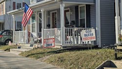 Trump supporter yard signs, including 'God bless truckers,' on display in Littlestown, Pennsylvania, the weekend before the 2024 election. Trump supporter yard signs, including 'God bless truckers,' on display in Littlestown, Pennsylvania, the weekend before the 2024 election.