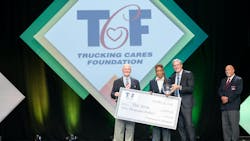 The John Lex Premier Achievement Award is bestowed annually by the Trucking Cares Foundation to an individual or company that exemplifies trucking’s spirit of giving. The John Lex Premier Achievement Award is bestowed annually by the Trucking Cares Foundation to an individual or company that exemplifies trucking’s spirit of giving.