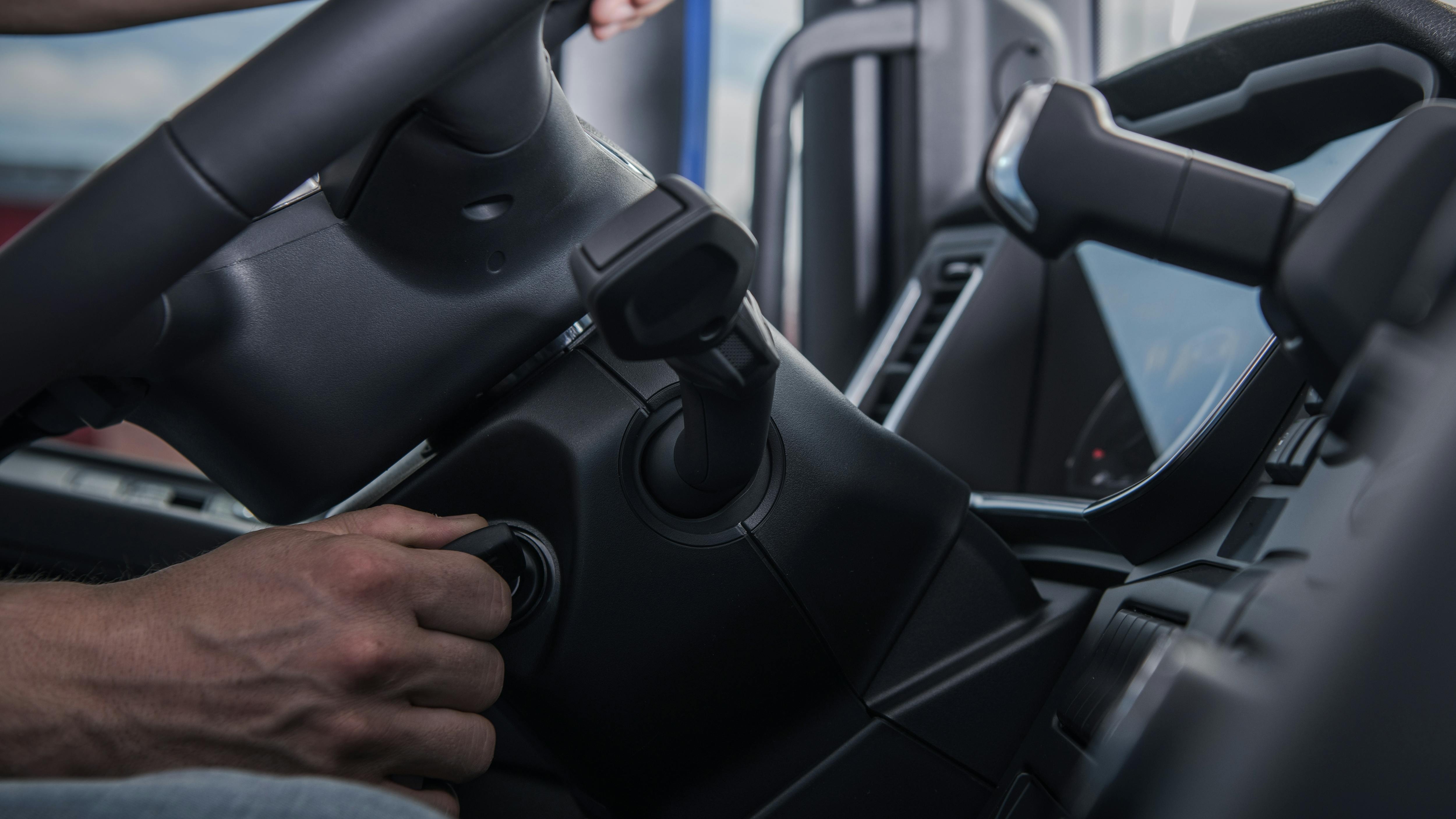 truck driver in cloudy weather