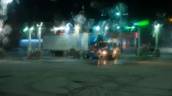 Diesel Station Semi Truck Snow Night
