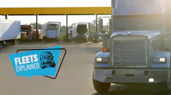 diesel truck at fueling station with Fleets Explained logo
