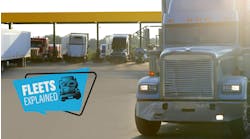 diesel truck at fueling station with Fleets Explained logo diesel truck at fueling station with Fleets Explained logo