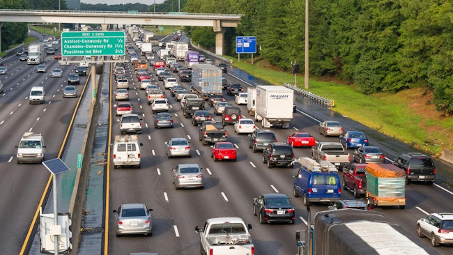 traffic congestion with commercial trucks near Atlanta GA