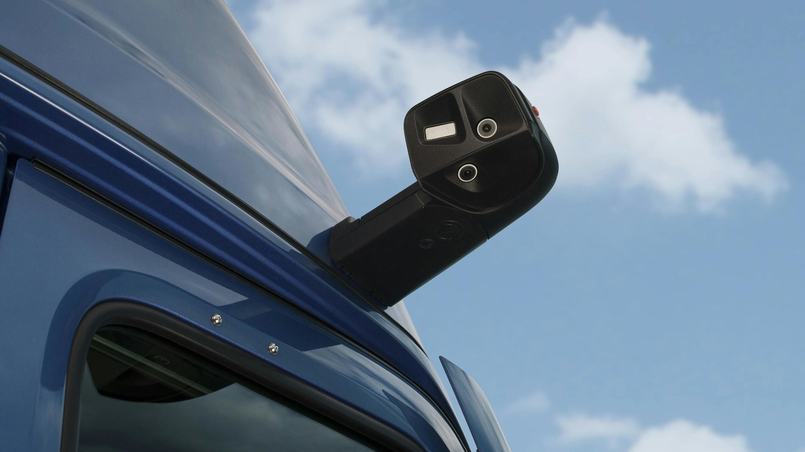 Stoneridge's MirrorEye system uses high-definition cameras and displays to offer commercial truck drivers a clearer display inside the cab that can adjust to adverse weather conditions and also adapt as a tractor-trailer turns.