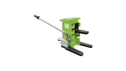 The jack measures 14 in. in length by 10 in. in width by 24 in. in height and has a minimum height of 1 in. The jack measures 14 in. in length by 10 in. in width by 24 in. in height and has a minimum height of 1 in.