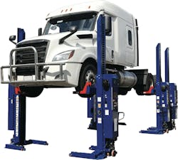 Adjustable forks accommodate various vehicle types, and the under-clearance makes it easier for technicians. Each column operates independently, with the ability to connect eight units, providing a versatile lifting solution. Adjustable forks accommodate various vehicle types, and the under-clearance makes it easier for technicians. Each column operates independently, with the ability to connect eight units, providing a versatile lifting solution.