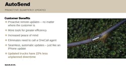 Mack Trucks customers get proactive quarterly updates about their connected equipment. Mack Trucks customers get proactive quarterly updates about their connected equipment.