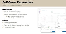 A look at how fleet owners can create parameter profiles within Mack Connect. A look at how fleet owners can create parameter profiles within Mack Connect.