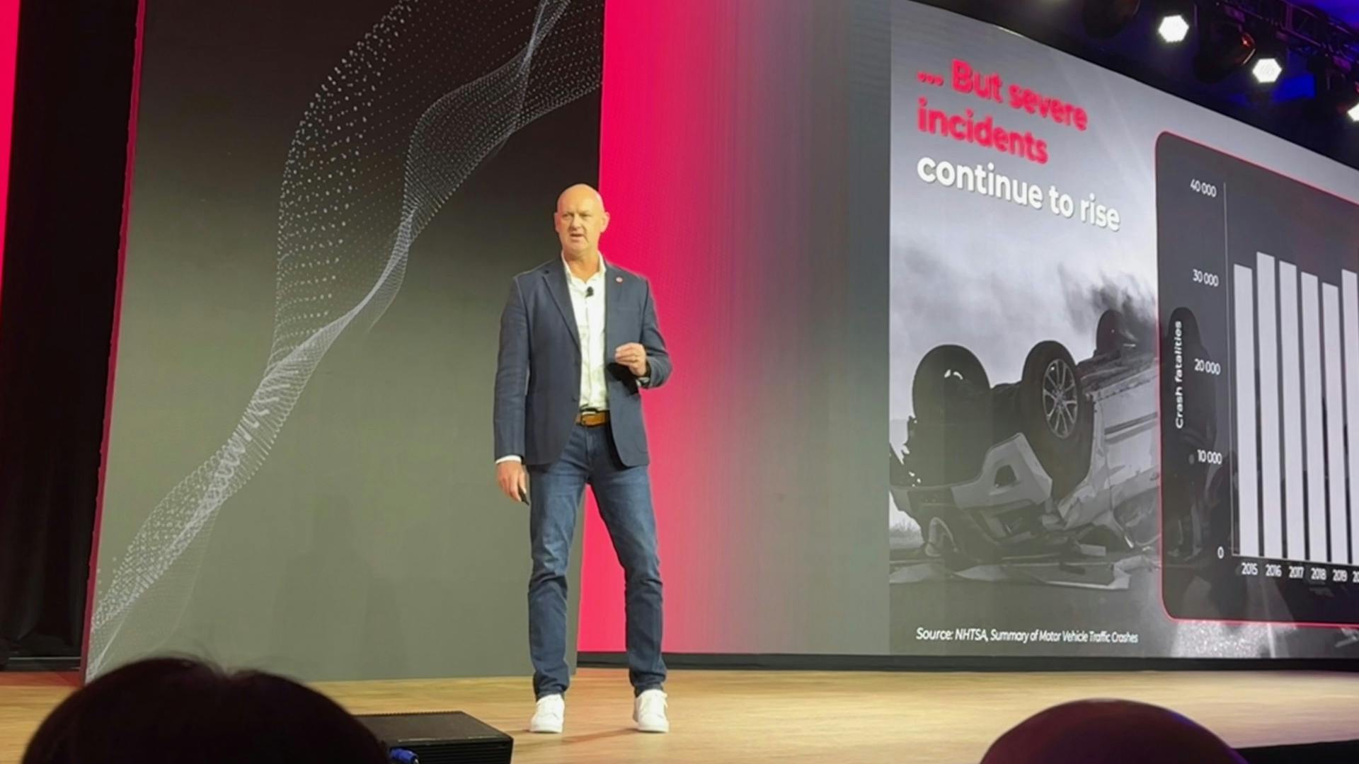 Francois Theron, deputy CEO of Vitality Drive International, addresses the crowd at Geotab Connect 2025 in Orlando, Florida.