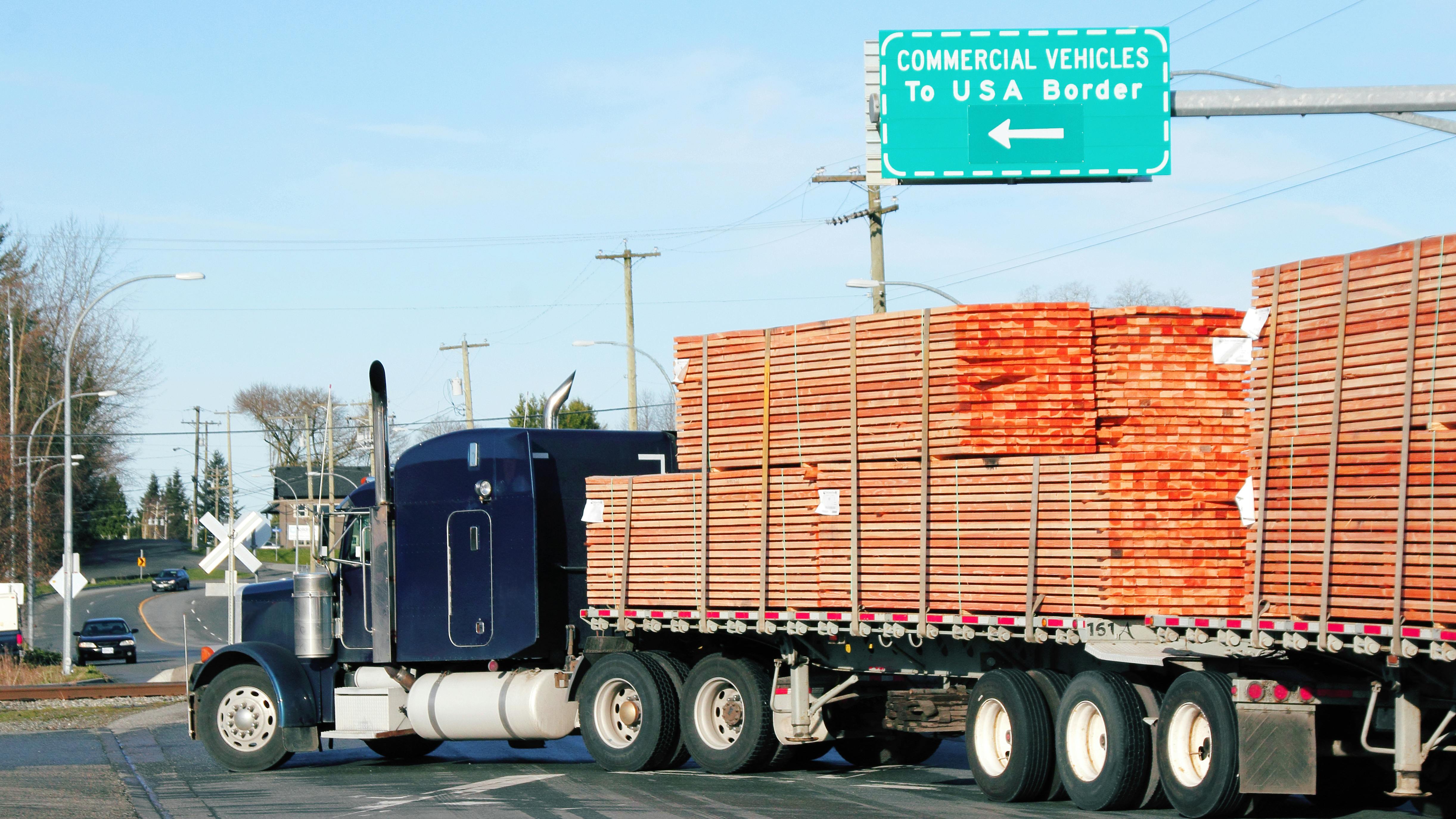 flatbed truck crossing u.s. canada border