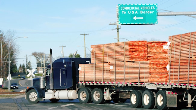 flatbed truck crossing u.s. canada border