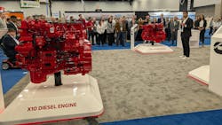 Jose Samperio, Cummins North America on-highway VP, speaks about Cummins' latest medium-duty engine offerings during NTEA's Work Truck Week 2025 at the Indiana Convention Center in Indianapolis. Jose Samperio, Cummins North America on-highway VP, speaks about Cummins' latest medium-duty engine offerings during NTEA's Work Truck Week 2025 at the Indiana Convention Center in Indianapolis.