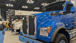 Kenworth showcased the newly designed hood option for the T880 with a set-forward front axle configuration at the NTEA Work Truck Week 2025 in Indianapolis. Kenworth showcased the newly designed hood option for the T880 with a set-forward front axle configuration at the NTEA Work Truck Week 2025 in Indianapolis.