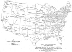 Before President Eisenhower became president, the government developed a national interstate highway plan. This map was proposed in 1947, but the idea would not be implemented for another decade. Before President Eisenhower became president, the government developed a national interstate highway plan. This map was proposed in 1947, but the idea would not be implemented for another decade.