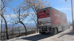 A regional delivery truck operates among the mountains in Jerome, Arizona. A regional delivery truck operates among the mountains in Jerome, Arizona.
