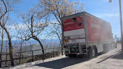 A regional delivery truck operates among the mountains in Jerome, Arizona. A regional delivery truck operates among the mountains in Jerome, Arizona.