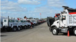 Used trucks lined up for Ritchie Bros. auction in Flordia. Used trucks lined up for Ritchie Bros. auction in Flordia.