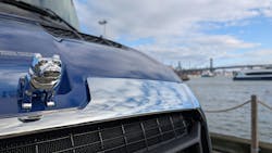 The Mack Bulldog is respositioned on the new Mack Pioneer hood. The Mack Bulldog is respositioned on the new Mack Pioneer hood.