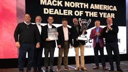 Mack presents the Dealer of the Year awards to dealers that exceed business targets for sales, parts, leasing, and financing through Mack Financial Services. Mack presents the Dealer of the Year awards to dealers that exceed business targets for sales, parts, leasing, and financing through Mack Financial Services.