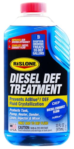 Rislone says that regular use of its Diesel DEF Treatment protects the tank, pump, heater, sender, lines, injector, and mixer against harmful crystal deposits. Rislone says that regular use of its Diesel DEF Treatment protects the tank, pump, heater, sender, lines, injector, and mixer against harmful crystal deposits.