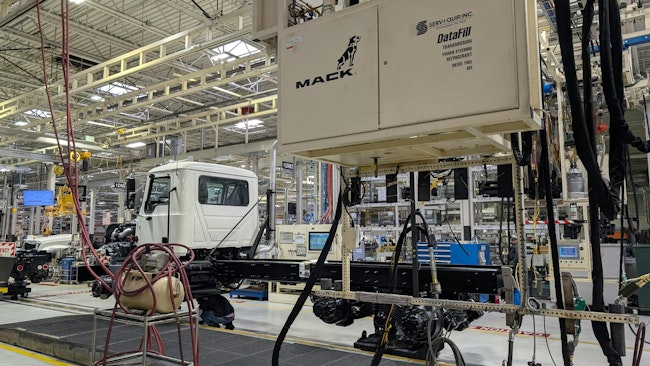 A Mack Truck on the Lehigh Valley Operations production line in March.