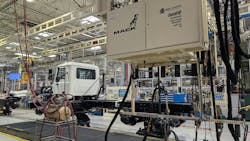 A Mack Truck on the Lehigh Valley Operations production line in March. A Mack Truck on the Lehigh Valley Operations production line in March.