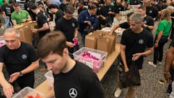 The Backpack Buddies of Metro Atlanta volunteer event was held at MBUSA’s headquarters in Atlanta on April 21, bringing together more than 500 MBUSA employee volunteers who assembled over 6,000 meals, totaling 7,200 pounds of food. The Backpack Buddies of Metro Atlanta volunteer event was held at MBUSA’s headquarters in Atlanta on April 21, bringing together more than 500 MBUSA employee volunteers who assembled over 6,000 meals, totaling 7,200 pounds of food.