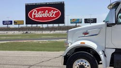 The new Peterbilt Model 567EV rolls into the Texas Motor Speedway in Fort Worth, Texas, before debuting at ACT Expo in Anaheim, California, on April 28. The new Peterbilt Model 567EV rolls into the Texas Motor Speedway in Fort Worth, Texas, before debuting at ACT Expo in Anaheim, California, on April 28.